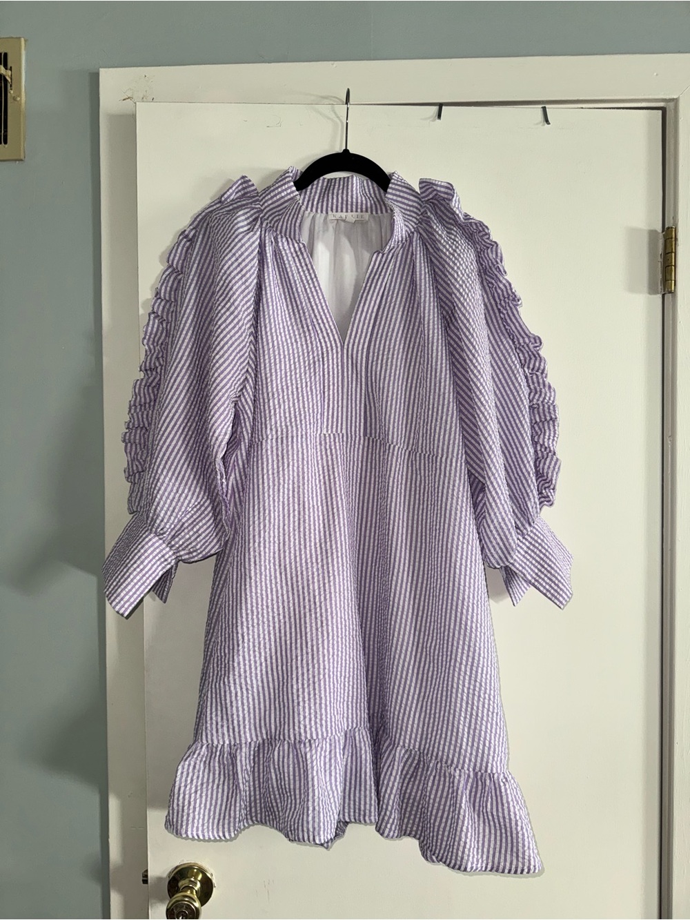 Karlie Lavender and White Striped Top